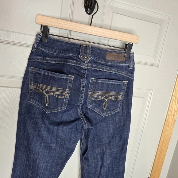 Rock & Roll Ladies Dark Wash Boot Stitch Mid Rise Trousers 27 x 36 Long Tall - Picture 8 of 9